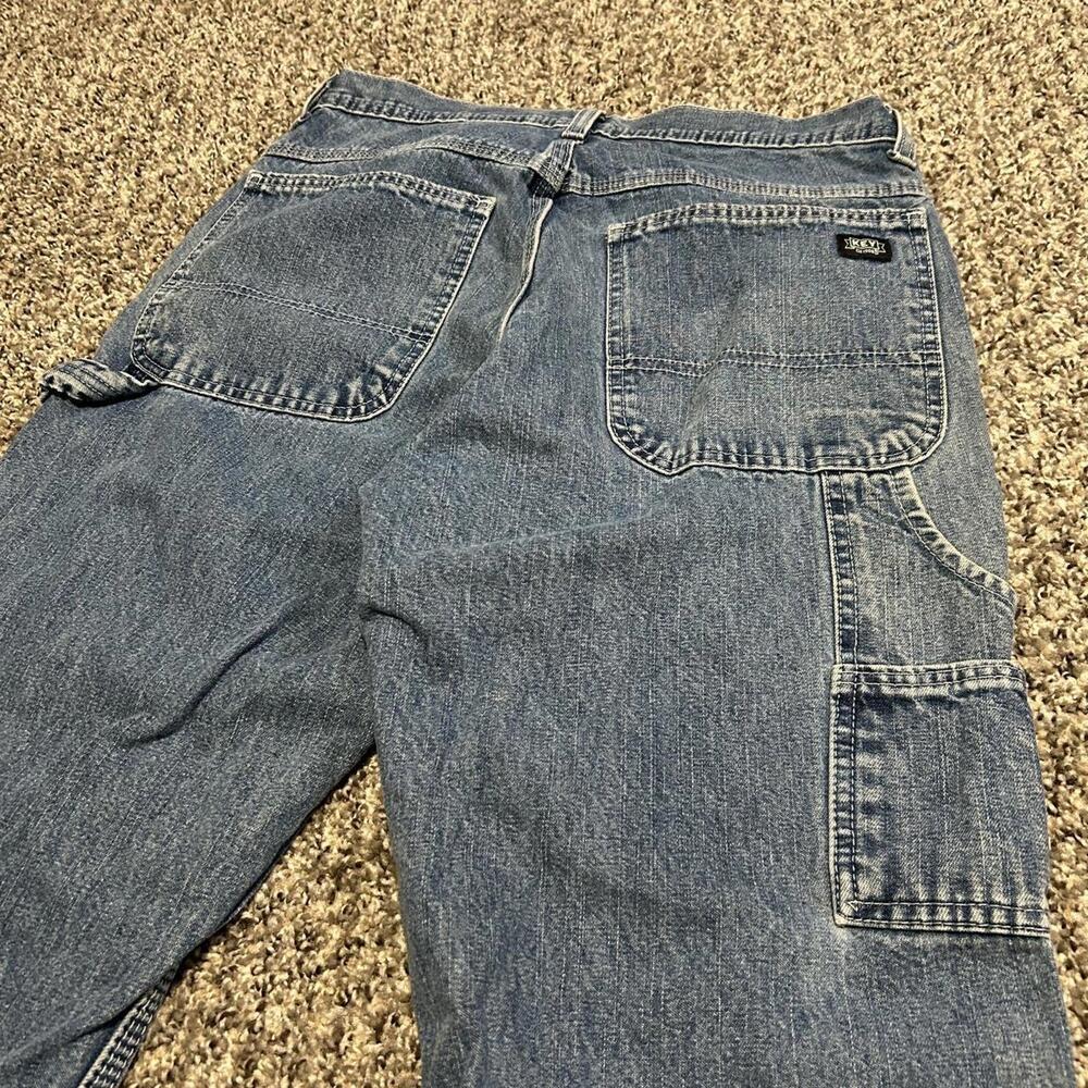 KEY Vintage 90s/00s Streetwear Blue Denim Hi-Rise Baggy Wide Leg Carpenter Jeans